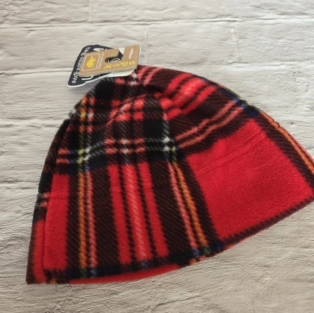 Turtlefur red plaid kids beanie